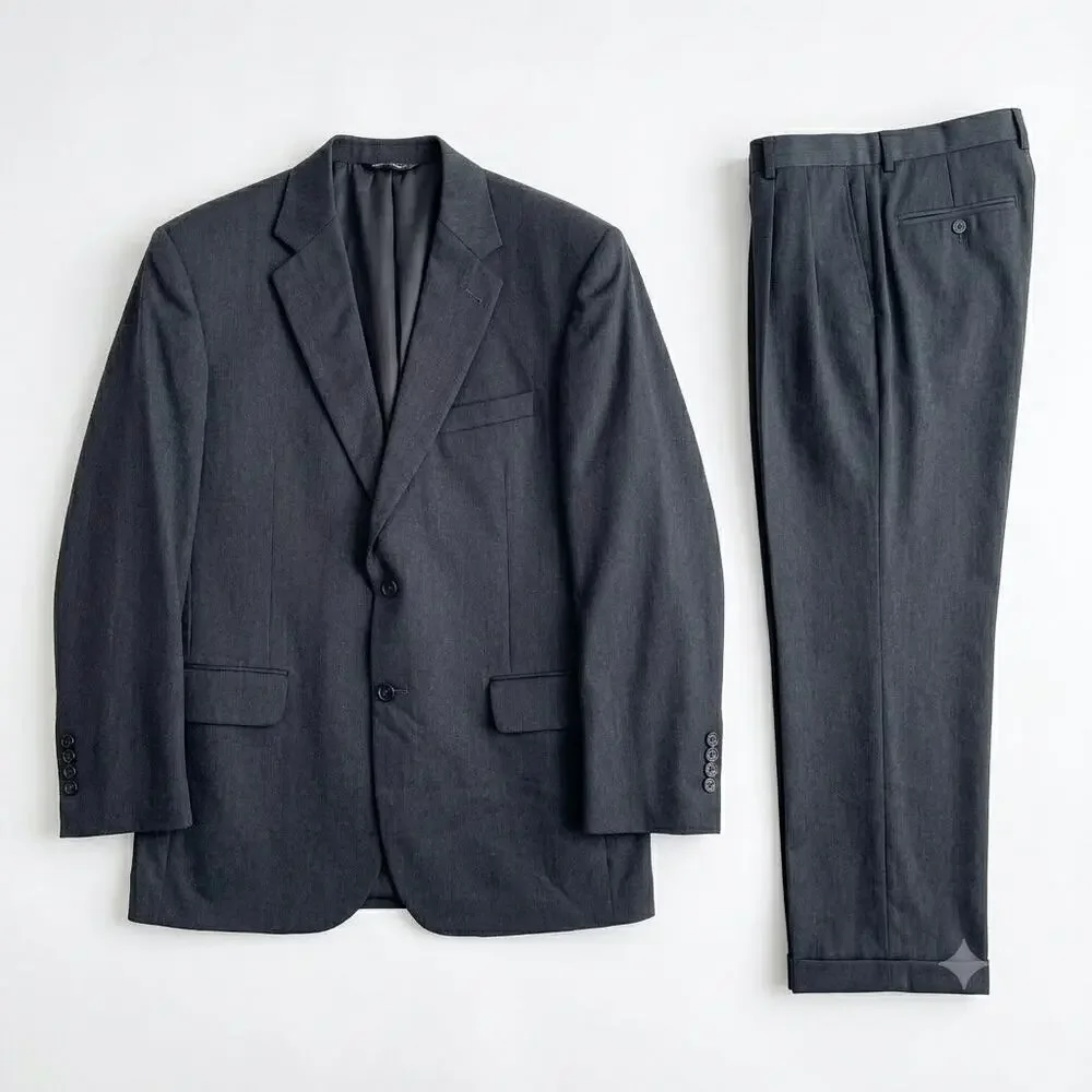 Jos A Bank Signature Wool Suit Charcoal Gray Mens 40S Jacket 36 Pants